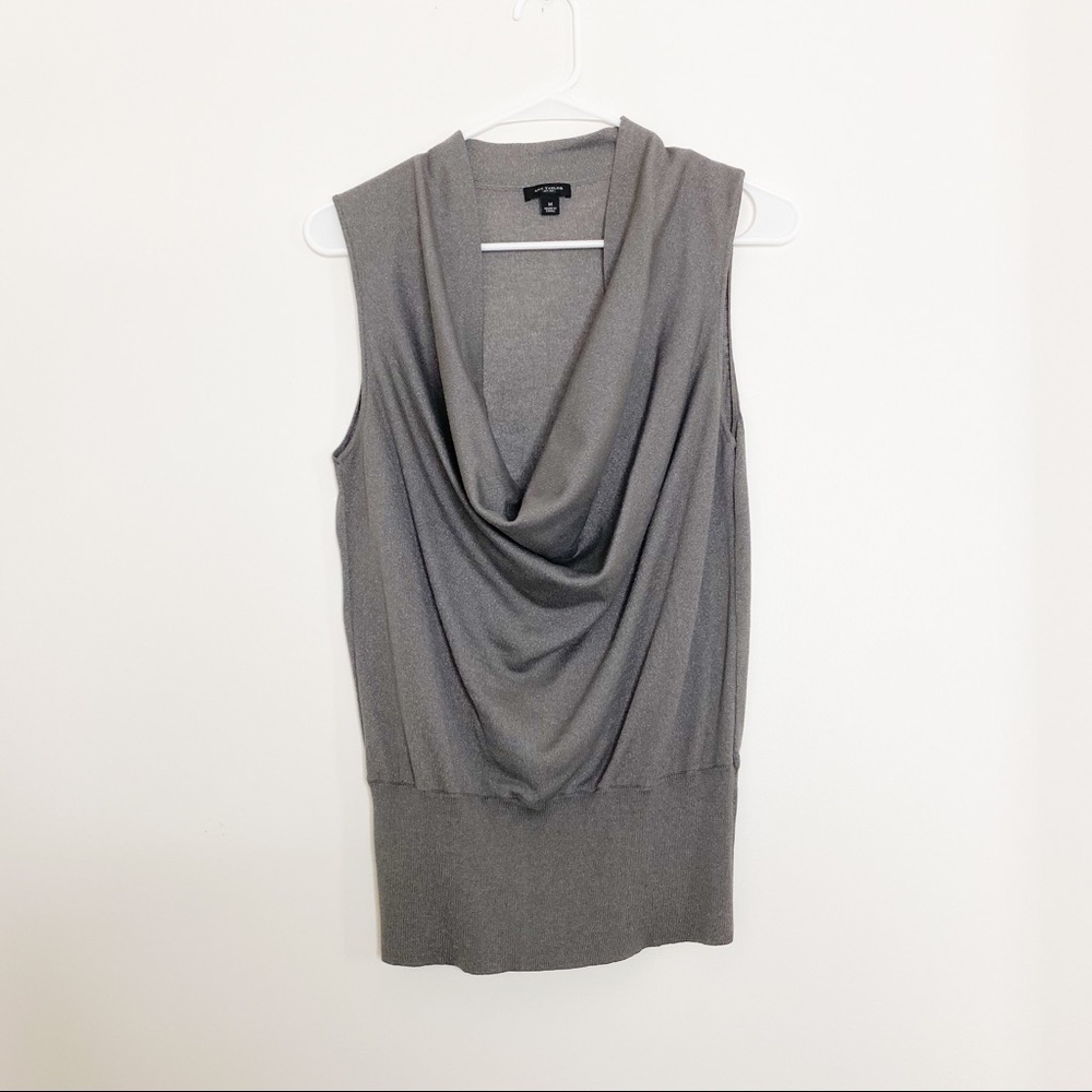 Shimmery Grey Cowl Neck Sleeveless Sweater